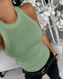 O-Neck Sleeveless Basic Slim Fit Skinny Tank Casual Top(Without Pads) light green