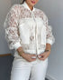 Floral Lace Embroidered Mesh Patchwork High-Low Hem Baseball Coat Casual Side Slit Zip Up Bomber Jacket white
