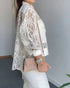 Floral Lace Embroidered Mesh Patchwork High-Low Hem Baseball Coat Casual Side Slit Zip Up Bomber Jacket white