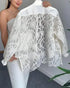 Floral Lace Embroidered Mesh Patchwork High-Low Hem Baseball Coat Casual Side Slit Zip Up Bomber Jacket white
