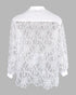 Floral Lace Embroidered Mesh Patchwork High-Low Hem Baseball Coat Casual Side Slit Zip Up Bomber Jacket white