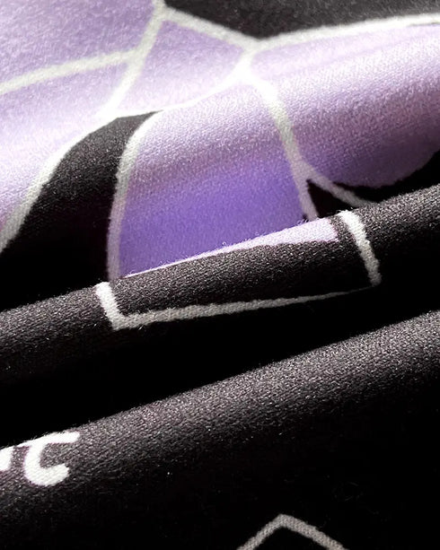 Bowknot Decor Heart & Plaid Print V Neck Adjustable Spaghetti Straps Nightgown Sexy Slim Fit Asymmetrical Hem Night Dress with Matching Panties purple