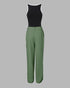 2 Piece Contrast Binding Sleeveless Slim Fit Tank Top and Striped Pants Sets Tracksuits Match Sets Army green