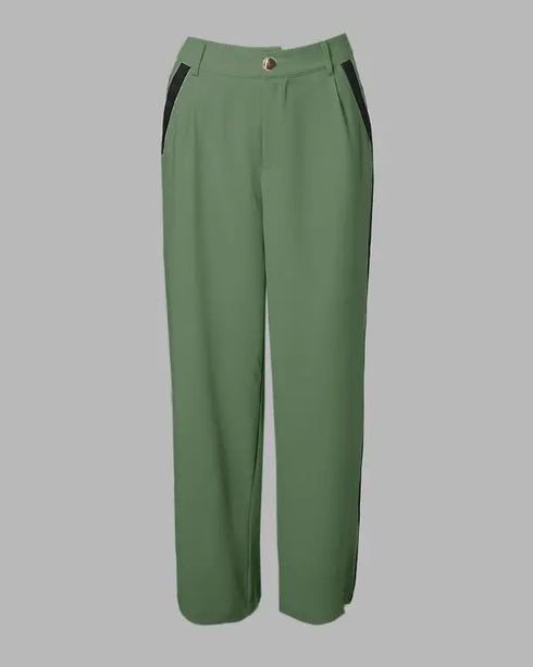 2 Piece Contrast Binding Sleeveless Slim Fit Tank Top and Striped Pants Sets Tracksuits Match Sets Army green