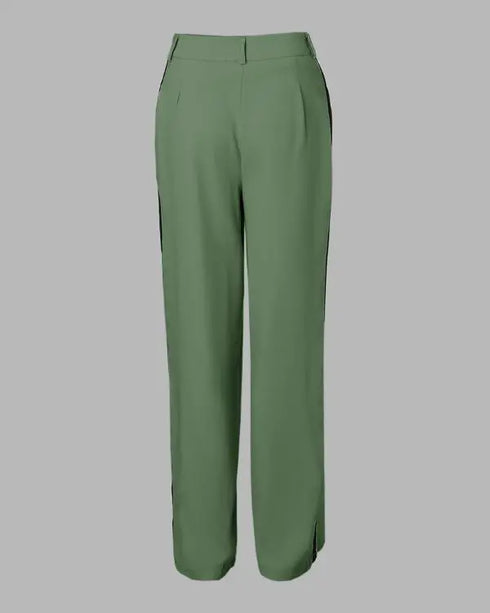 2 Piece Contrast Binding Sleeveless Slim Fit Tank Top and Striped Pants Sets Tracksuits Match Sets Army green