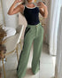2 Piece Contrast Binding Sleeveless Slim Fit Tank Top and Striped Pants Sets Tracksuits Match Sets Army green