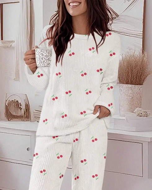 2 Pieces Outfit Letter Placement Print Long Sleeve Drop Shoulder Top and Ombre Loose Fit Pants Set Casual Pajamas Set white