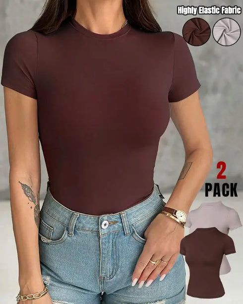 ChicMe ContourX 2-Pack Crewneck Short Sleeve Tee Slim Fit Basic T-Shirts style2