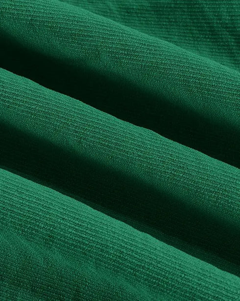 Skew Neck Lantern Sleeve Loose Top & Zipper Fly Wide Leg Pants Set without Belt dark green