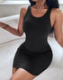 Scoop Neck Sleeveless Tank Dress Minimalist Ribbed Bodycon Dress black