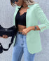 Rhinestone Decor Shawl Collar Long Sleeve Blazer Coat light green