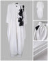 Floral Print V-Neck Batwing Sleeve Slit Top and Casual Pants Set with Pocket white