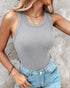 ChicMe Built-in Bra Ribbed Round Neck Tank Top gray