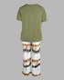 2 Pieces Outfit Tie Dye Print Short Sleeve Top and Elastic Waist Loose Fit Pants Set Casual Pajamas Set green