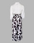 2 Pieces Outfit Wrap Plunge V Neck Crop Blouse and Casual Floral Print Wide Leg Pants Set blackwhite