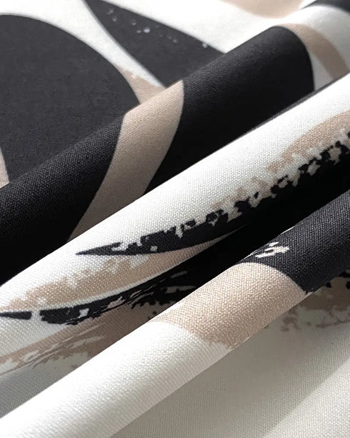 2 Pieces Outfit Wrap Plunge V Neck Crop Blouse and Casual Floral Print Wide Leg Pants Set blackwhite