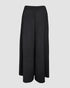 Skew Neck Lantern Sleeve Loose Top & Zipper Fly Wide Leg Pants Set without Belt black