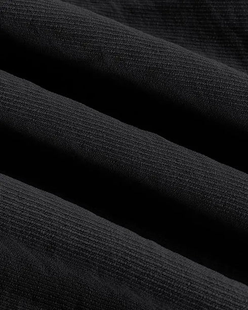 Skew Neck Lantern Sleeve Loose Top & Zipper Fly Wide Leg Pants Set without Belt black