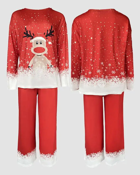 2 Pieces Outfit Letter and Heart Print Long Sleeve Top and Casual Plaid Pnats Sets with Pocket red