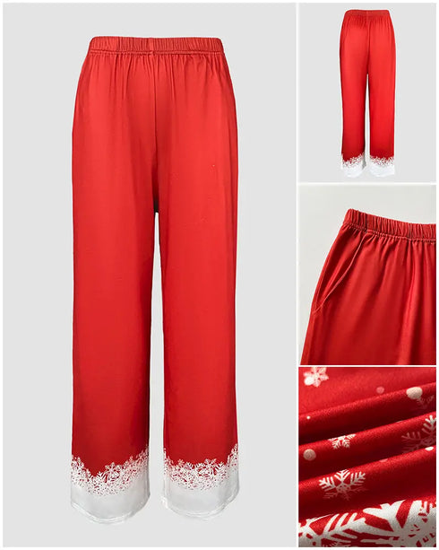 2 Pieces Outfit Letter and Heart Print Long Sleeve Top and Casual Plaid Pnats Sets with Pocket red