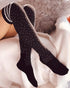 1Pair Christmas Striped Print Rhinestone Decor Long Socks black