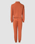 Stand Collar Long Sleeve Pocket Dec Zipper Top and Casual Elastic Waist Drawstring Pants Sets orange