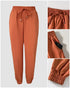 Stand Collar Long Sleeve Pocket Dec Zipper Top and Casual Elastic Waist Drawstring Pants Sets orange