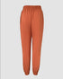 Stand Collar Long Sleeve Pocket Dec Zipper Top and Casual Elastic Waist Drawstring Pants Sets orange