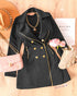 Buttoned Zipper Pocket Design Notched Collar Blazer Dress black