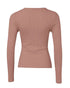 Long Sleeve Top Button Down Slim Fit Tops Crewneck Ribbed Knit Shirt pink