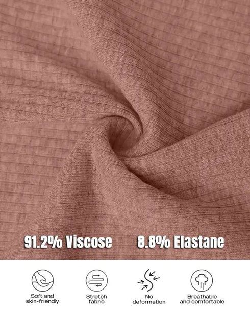 Long Sleeve Top Button Down Slim Fit Tops Crewneck Ribbed Knit Shirt pink