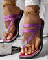 Butterfly Pattern Rhinestone Toe Post Flip Flops hot pink