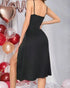 Contrast Lace V-Neck Sleeveless Babydoll Sexy Slit Slim Fit Sleepwear black
