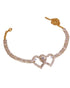 1pc Rhinestone Chain Double Heart Anklet gold
