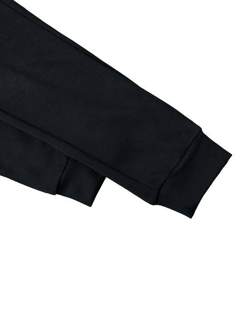 2 Pieces Outfit Drop Shoulder Kangaroo Pocket Stretchy Hem Crop Drawstring Hoodie Sweatshirt and Drawstring Elastic Waist Jogger Sweatpants Casual Tracksuit black