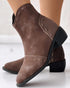 Almond Toe Chunky Heel Ankle Boots coffee