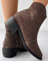 Almond Toe Chunky Heel Ankle Boots coffee