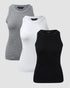 3-Pack Knit Round Neck Thick Strap Racerback Tank Tops(Without Pads) style4