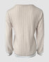 V-Neck Long Sleeve Pit Stripe Causal T-shirt Apricot