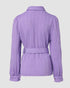Textured Buttoned Flap Detail Puff Sleeve Top With Waistbelt purple