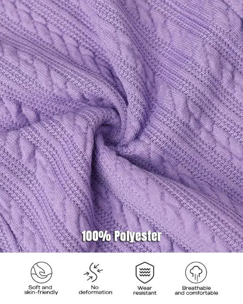 Textured Buttoned Flap Detail Puff Sleeve Top With Waistbelt purple