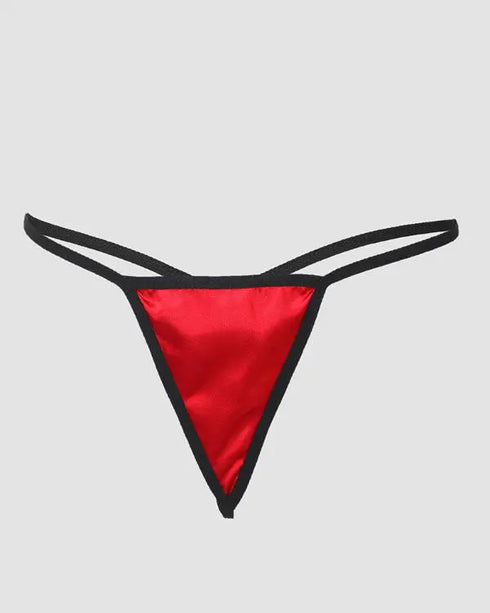 Contrast Lace Crisscross Babydoll Without Thong red