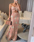 Floral Print Bandeau Sleeveless Shirred Hollow-out Maxi Dress pink