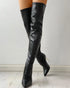 Zipper Knee-High Thin Heel Boots Pointed Toe Long Sexy Stiletto Heel black