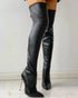 Zipper Knee-High Thin Heel Boots Pointed Toe Long Sexy Stiletto Heel black