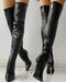 Zipper Knee-High Thin Heel Boots Pointed Toe Long Sexy Stiletto Heel black