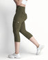 Butt Lifting Biker Capris Leggings High Waist Flap Pocket Workout Capris Gym Pants Army green
