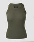 ChicMe Built-in Bra Ribbed Round Neck Tank Top Army green