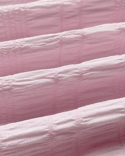 Ruffle Hem Long Sleeve Textured Blouse pink