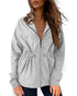 Long Sleeve Waist Drawstring Hooded Coat Casual Loose Fit Cardigan Jacket with Pockets gray
